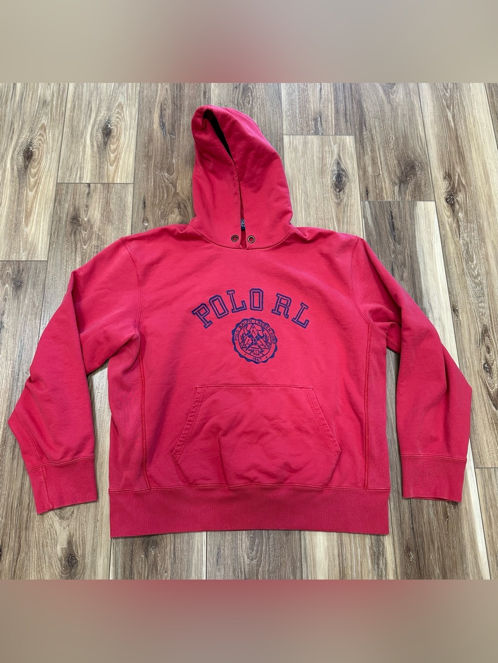 Vintage 90s Polo Ralph Lauren Collegiate 100% Cotton Terry Hoodie, XL